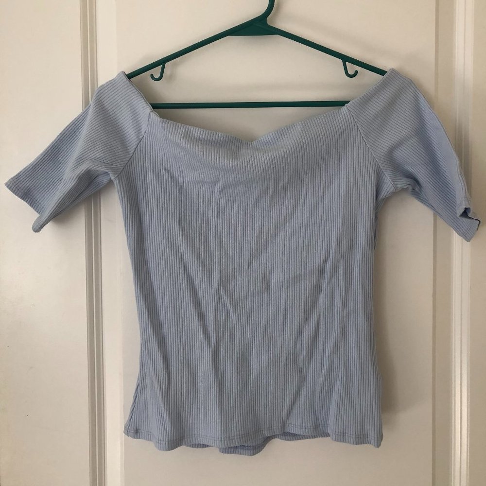 Off-Shoulder Blue Top